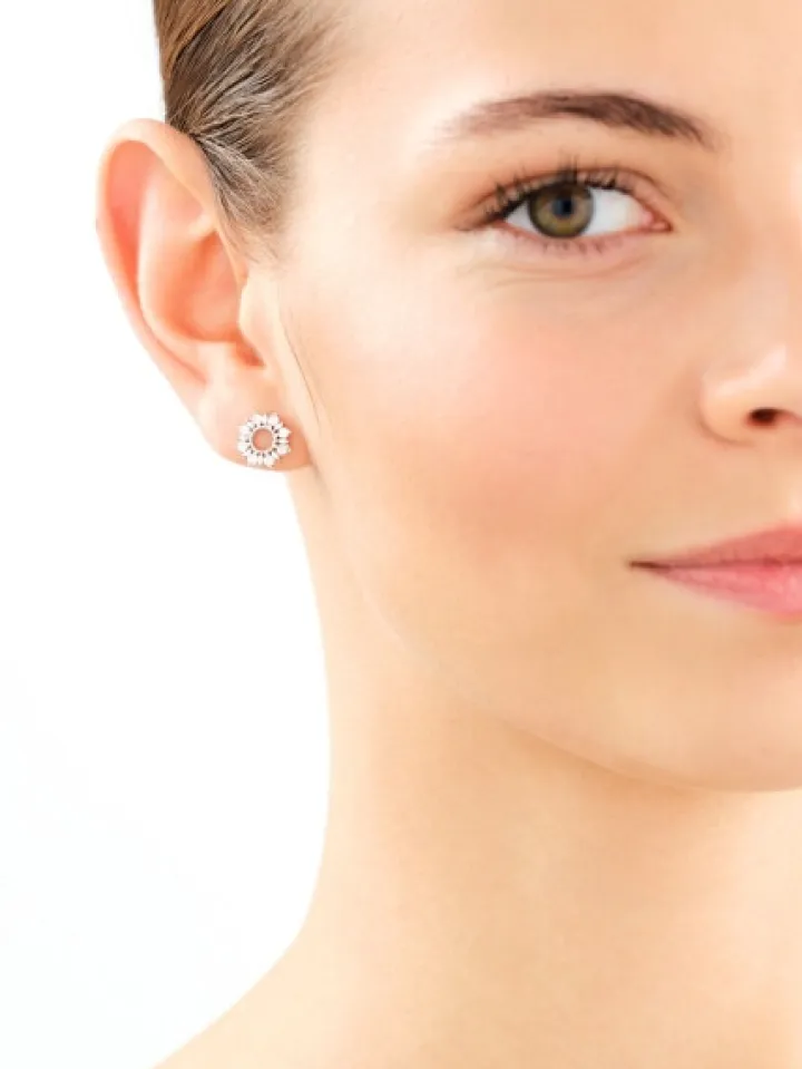 Kolczyki srebrne z cyrkoniami - rozety