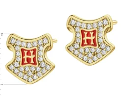 Kolczyki srebrne z cyrkoniami i emalią - Harry Potter, Hogwart, Warner Bros. Discovery