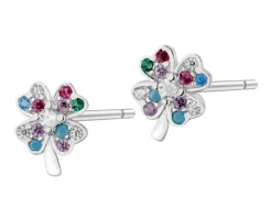 Kolczyki srebrne z cyrkoniami - koniczyny