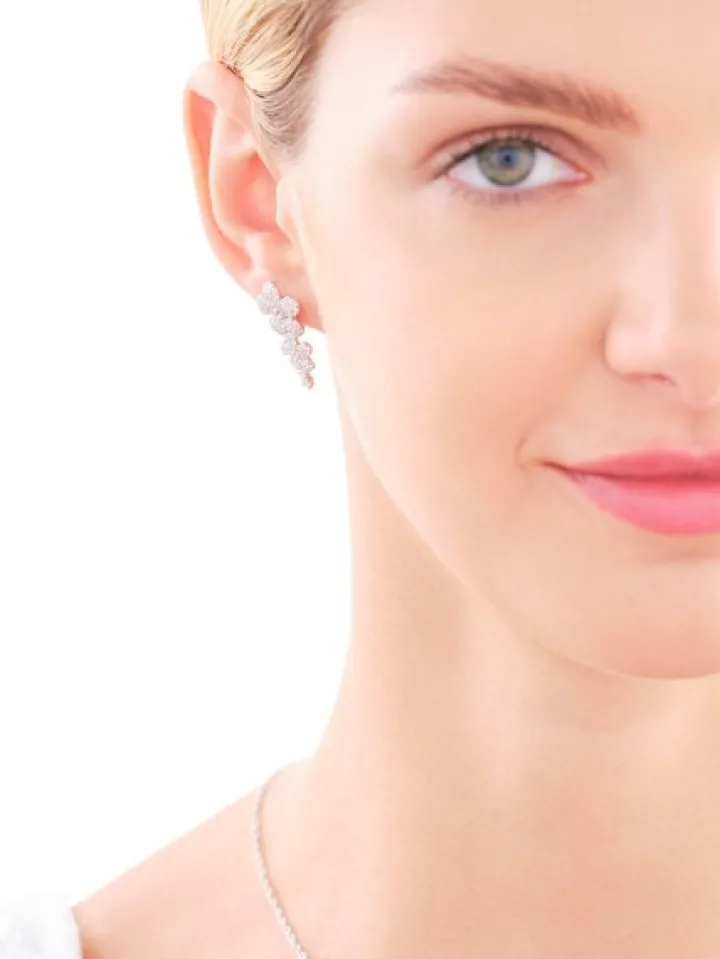 Kolczyki srebrne z cyrkoniami - kwiaty