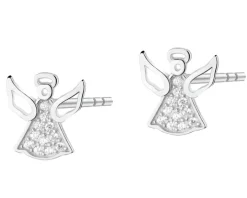 Kolczyki srebrne z cyrkoniami - aniołki
