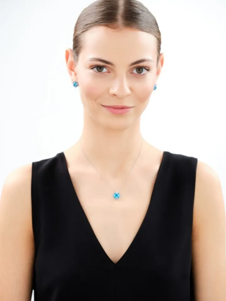 Kolczyki srebrne z cyrkoniami i szlifowanym szkłem