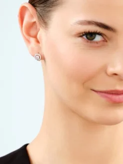 Kolczyki srebrne z cyrkoniami - koła, kwadrat