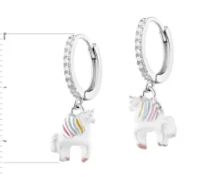 Kolczyki srebrne z cyrkoniami i emalią - jednorożce