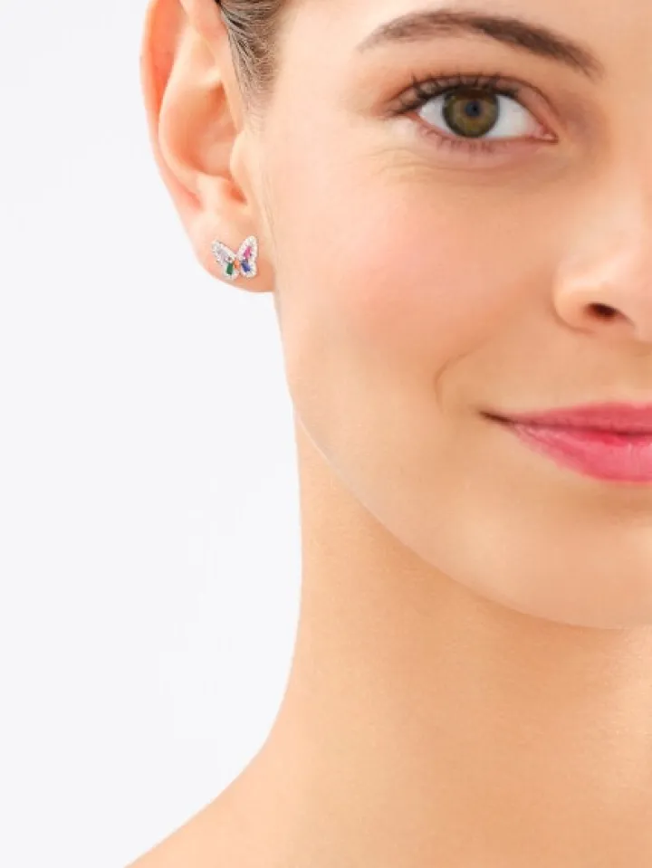 Kolczyki srebrne z cyrkoniami - motyle