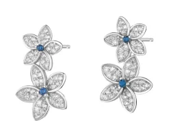 Kolczyki srebrne z  cyrkoniami - kwiaty