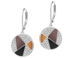 Kolczyki srebrne z cyrkoniami i emalią - koła