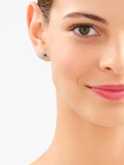 Kolczyki srebrne z cyrkoniami - koniczyna