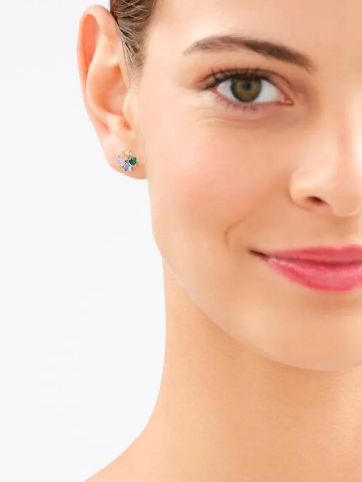 Kolczyki srebrne z cyrkoniami - koniczyna