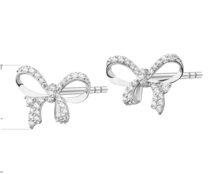 Kolczyki srebrne z cyrkoniami - kokardki