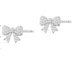 Kolczyki srebrne z cyrkoniami - kokardki