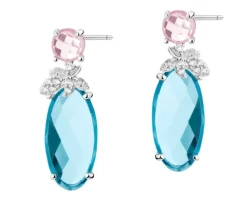 Kolczyki srebrne z cyrkoniami i szlifowanym szkłem