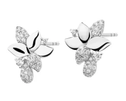 Kolczyki srebrne z cyrkoniami - liście