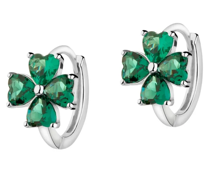 Kolczyki srebrne z cyrkoniami - koniczyna