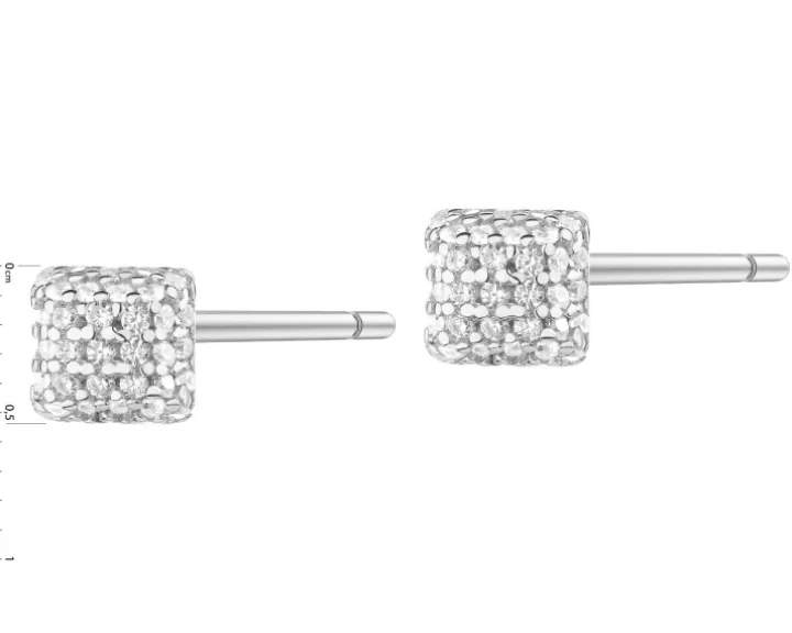 Kolczyki srebrne z cyrkoniami - kwadraty
