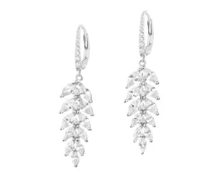 Kolczyki srebrne z cyrkoniami - liście