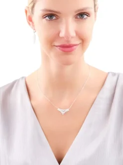 Kolczyki srebrne z cyrkoniami - liście