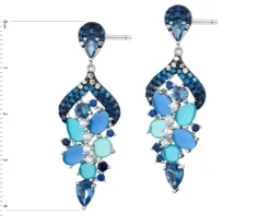 Kolczyki srebrne z cyrkoniami i szlifowanym szkłem