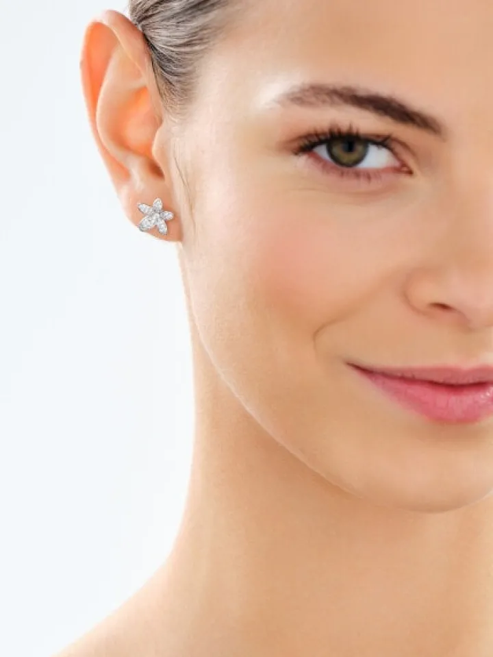 Kolczyki srebrne z cyrkoniami - kwiaty