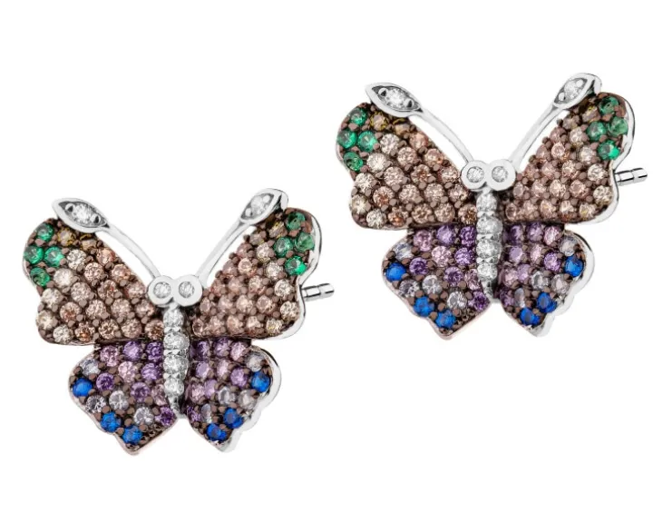 Kolczyki srebrne z cyrkoniami - motyle