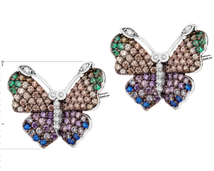 Kolczyki srebrne z cyrkoniami - motyle