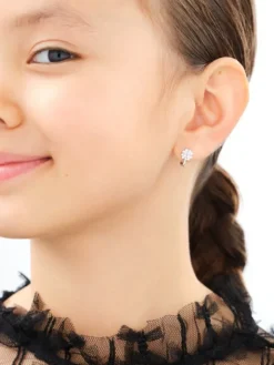 Kolczyki srebrne z cyrkoniami - koniczyny