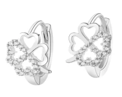 Kolczyki srebrne z cyrkoniami - koniczyny, koła