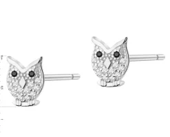 Kolczyki srebrne z cyrkoniami - sowy