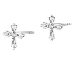 Kolczyki srebrne z cyrkoniami - krzyże