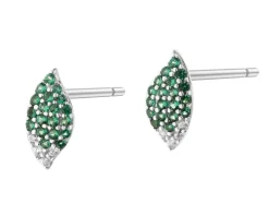 Kolczyki srebrne z cyrkoniami - liście