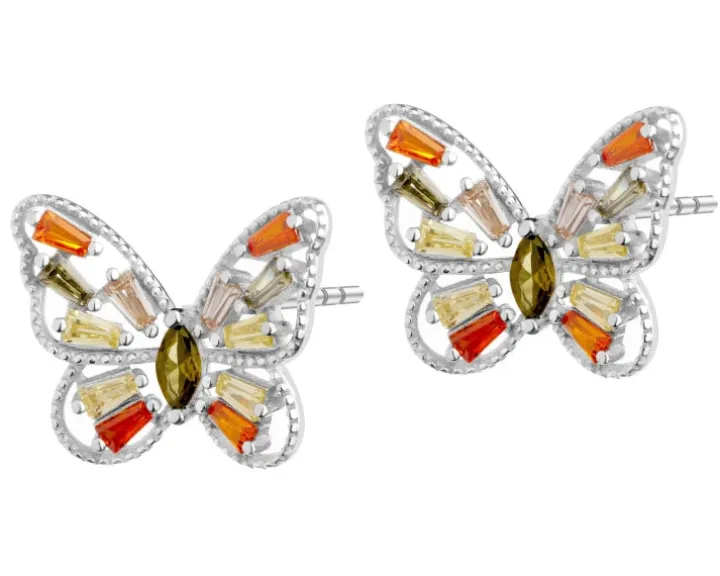 Kolczyki srebrne z cyrkoniami - motyle