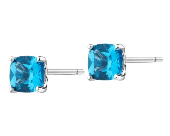 Kolczyki srebrne z cyrkoniami - kwadraty