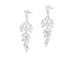 Kolczyki srebrne z cyrkoniami - liście