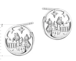 Kolczyki srebrne z cyrkoniami - Harry Potter, zamek Hogwart, Warner Bros. Discovery