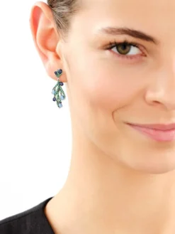 Kolczyki srebrne z cyrkoniami i szlifowanym szkłem