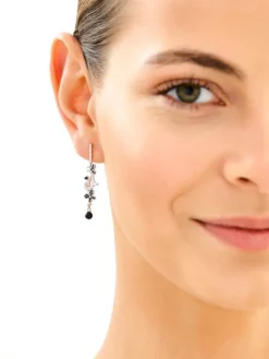 Kolczyki srebrne z cyrkoniami i szlifowanym szkłem - motyle