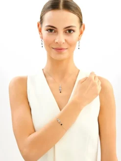 Kolczyki srebrne z cyrkoniami i szlifowanym szkłem - motyle