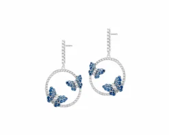 Kolczyki srebrne z cyrkoniami - motyle, koła