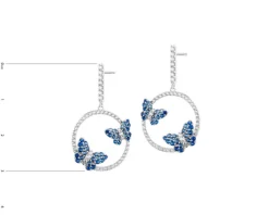 Kolczyki srebrne z cyrkoniami - motyle, koła