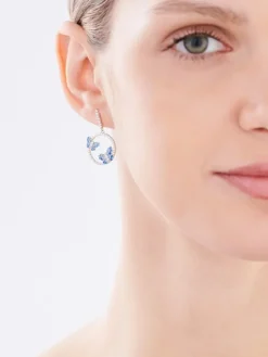 Kolczyki srebrne z cyrkoniami - motyle, koła