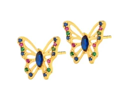 Kolczyki srebrne z cyrkoniami - motyle