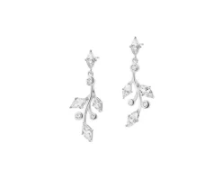 Kolczyki srebrne z cyrkoniami - liście
