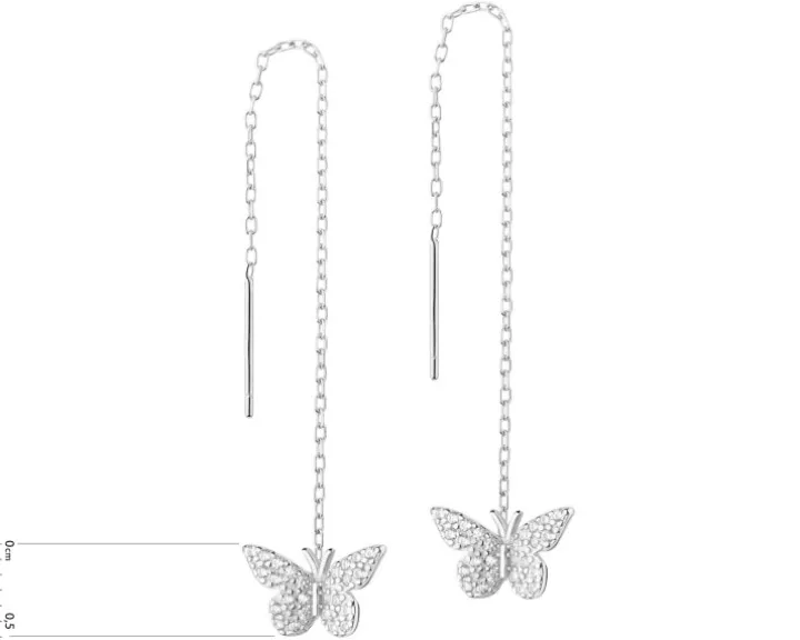 Kolczyki srebrne z cyrkoniami - motyle