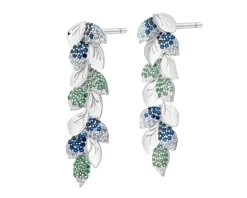 Kolczyki srebrne z cyrkoniami - liście