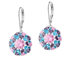 Kolczyki srebrne z cyrkoniami - rozety