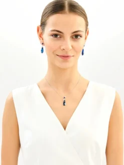 Kolczyki srebrne z cyrkoniami, szlifowanym szkłem i emalią - motyle, kwiaty