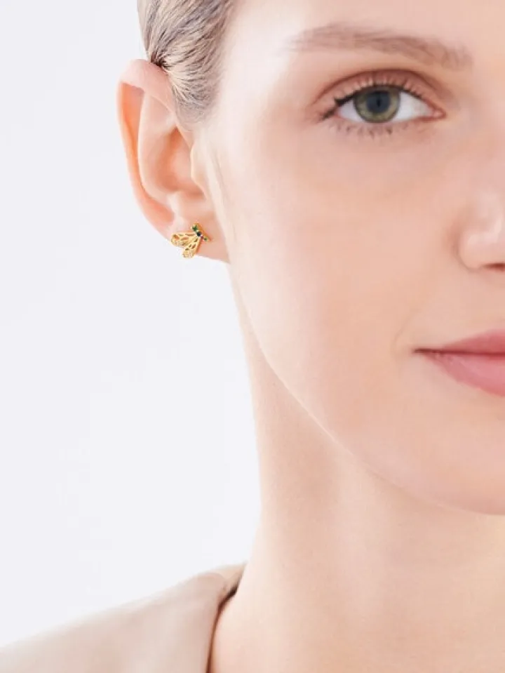 Kolczyki srebrne z cyrkoniami - ważki