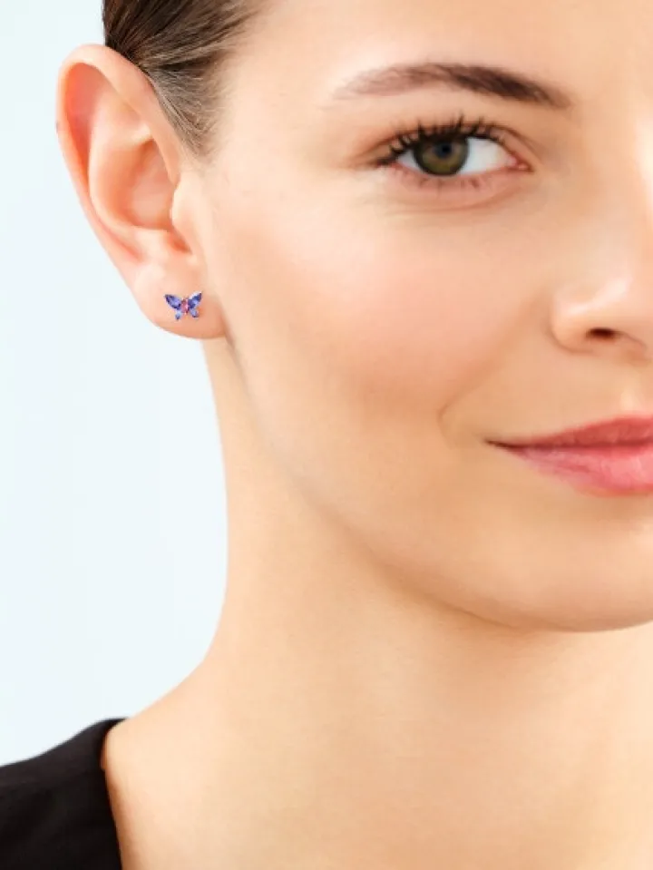 Kolczyki srebrne z cyrkoniami - motyle