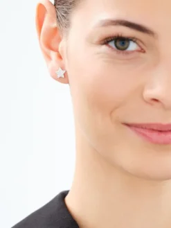 Kolczyki srebrne z cyrkoniami - gwiazdy