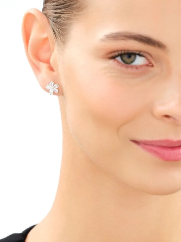 Kolczyki srebrne z cyrkoniami - kwiaty